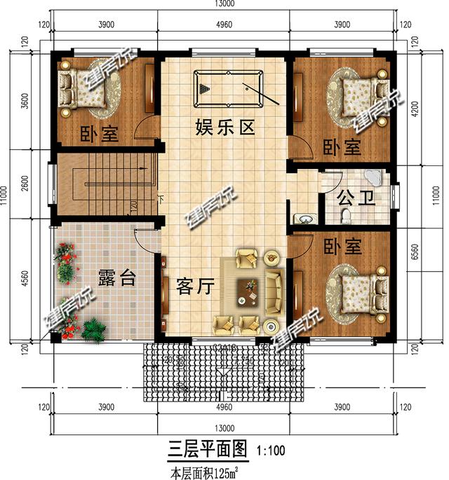 簡單大氣的歐式三層別墅設(shè)計圖，占地方正，好戶型越住越有錢