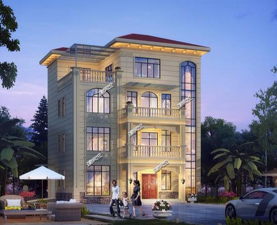 歐式豪華四層別墅設計圖，外型非常漂亮，建一棟在村里絕對拉風