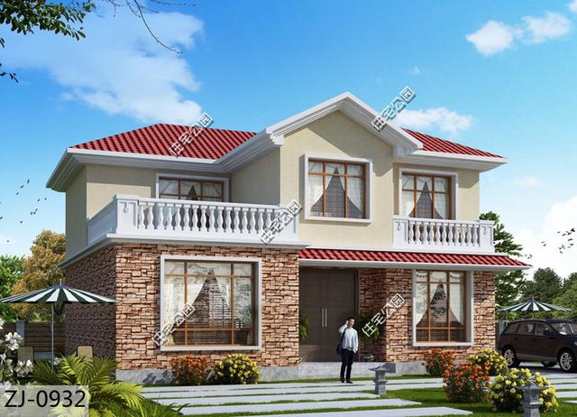 12x12米農(nóng)村二層別墅設(shè)計(jì)圖，大堂屋、5室2廳，適合養(yǎng)老生活