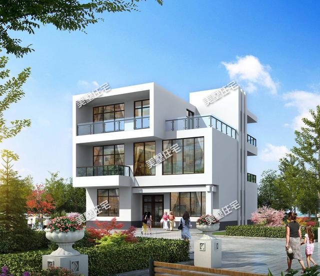 現(xiàn)代簡約型三層別墅設(shè)計，8臥6衛(wèi)帶露臺，經(jīng)濟實用人人夸！