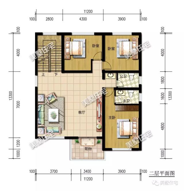 三層經(jīng)典別墅設(shè)計圖，戶型方正，7臥6衛(wèi)，一家人居住，共享天倫之樂。