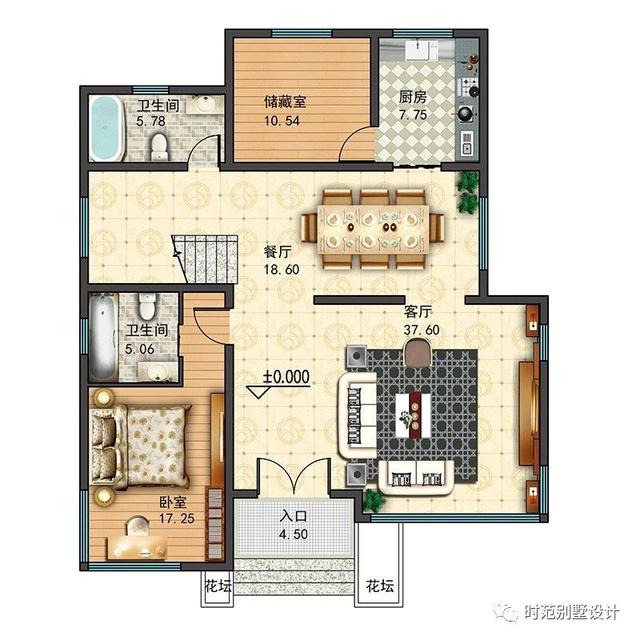 133平現(xiàn)代風格平頂復(fù)式別墅設(shè)計圖，外觀簡約時尚，5室3廳4衛(wèi)，適合農(nóng)村自建。