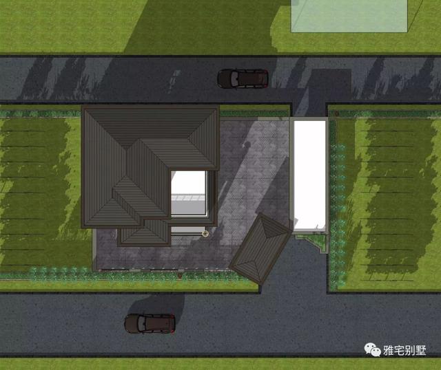 帶地下室的農(nóng)村三層新中式別墅設計圖，挑空客廳，大露臺設計。