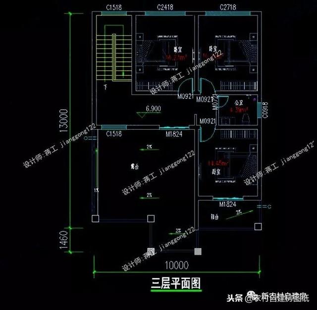 6套140平以內(nèi)的農(nóng)村三層別墅設(shè)計(jì)圖，戶型趕緊選好了，明年就開工建房吧。