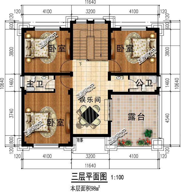 帶挑空客廳的三層歐式樓房設(shè)計圖，高端大氣，建一棟絕對賺足面子。