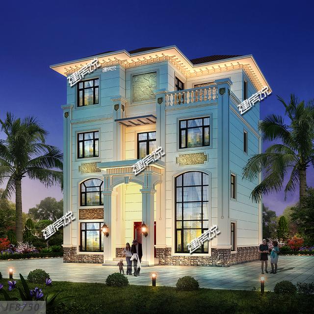 帶挑空客廳的三層歐式樓房設(shè)計圖，高端大氣，建一棟絕對賺足面子。