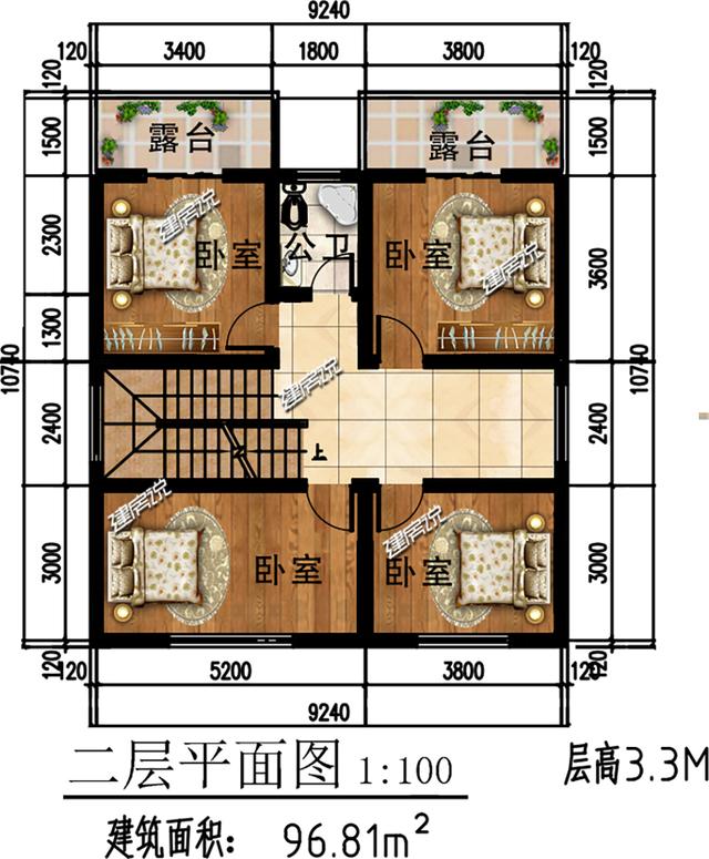 94平小戶型二層新中式住宅設(shè)計(jì)圖，宅基地雖小，卻很是氣派！