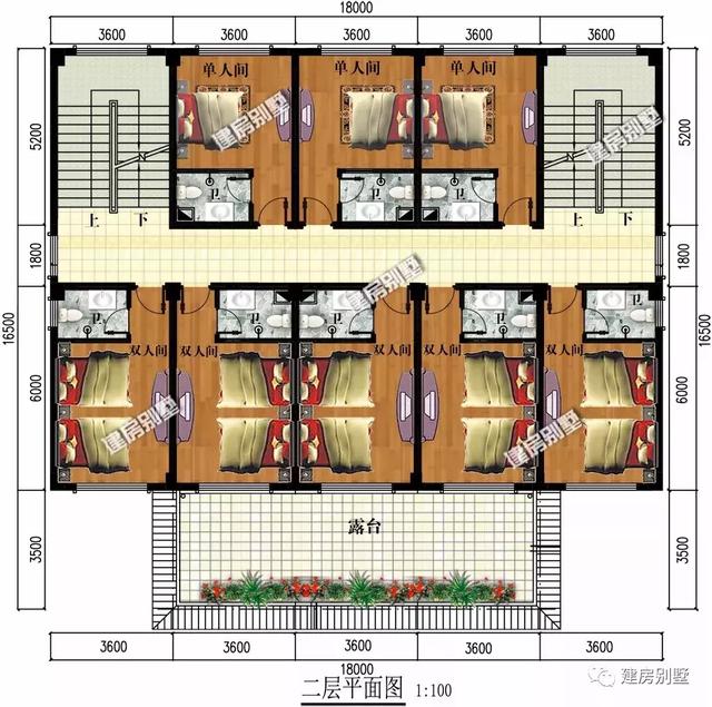 二層酒店式住宅設計圖，適合開農(nóng)家樂，日子過得紅紅火火。