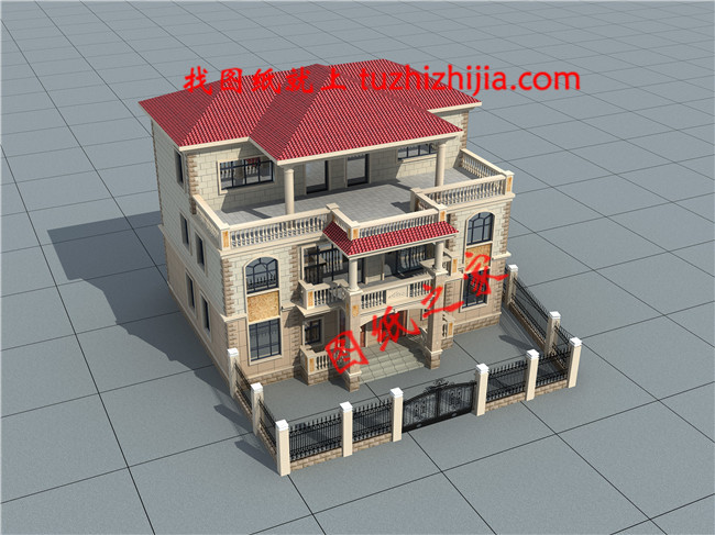 2019新款農(nóng)村三層雙拼自建房設計圖，占地150平米左右，單戶75平米