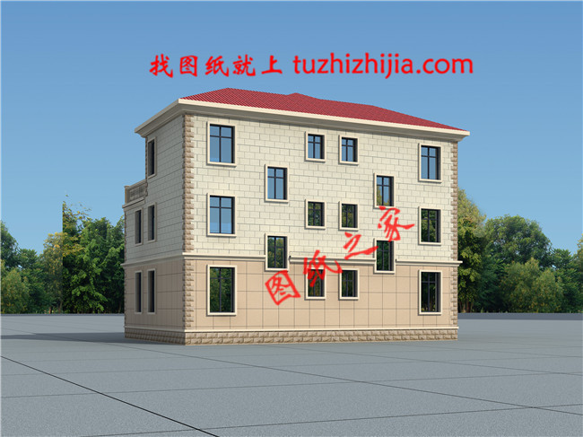 2019新款農(nóng)村三層雙拼自建房設計圖，占地150平米左右，單戶75平米