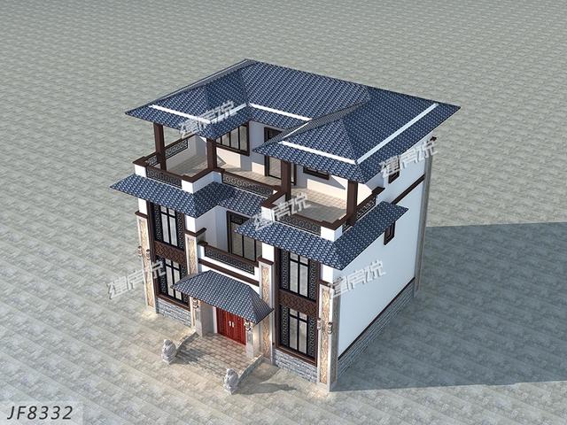 125平三層新中式別墅設(shè)計(jì)圖，低調(diào)不張揚(yáng)，簡(jiǎn)直是小宅基地的福音，建到就是賺到。