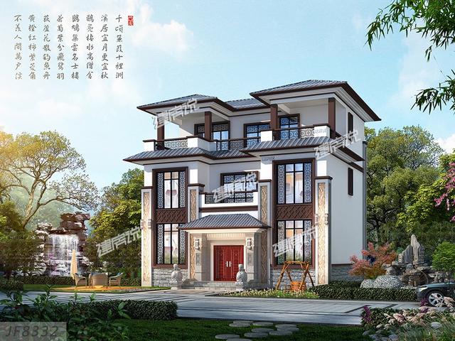 125平三層新中式別墅設(shè)計(jì)圖，低調(diào)不張揚(yáng)，簡(jiǎn)直是小宅基地的福音，建到就是賺到。