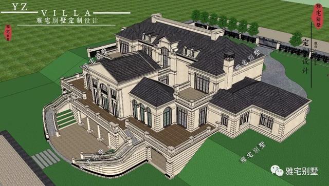 帶半地下室的二層復(fù)式樓房設(shè)計(jì)圖，對(duì)稱(chēng)設(shè)計(jì)，舒適享受鄉(xiāng)村生活