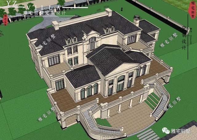 帶半地下室的二層復(fù)式樓房設(shè)計(jì)圖，對(duì)稱(chēng)設(shè)計(jì)，舒適享受鄉(xiāng)村生活