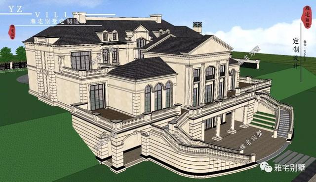 帶半地下室的二層復(fù)式樓房設(shè)計(jì)圖，對(duì)稱(chēng)設(shè)計(jì)，舒適享受鄉(xiāng)村生活