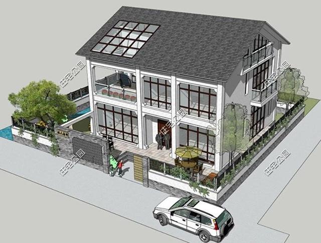 三層中式養(yǎng)老小別墅設(shè)計(jì)圖，62萬(wàn)交給專業(yè)施工隊(duì)，帶施工圖和效果圖。