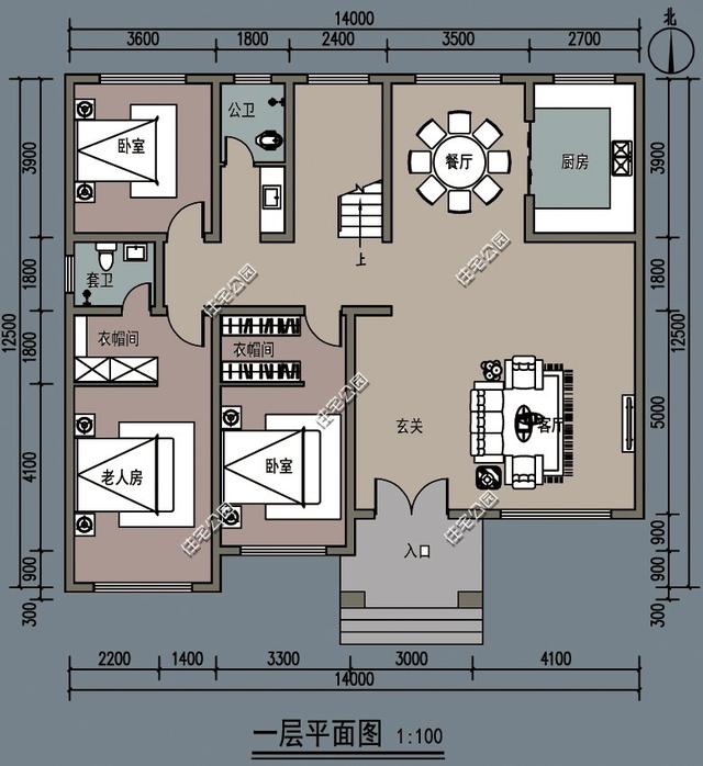 占地173平的新農(nóng)村二層別墅設(shè)計(jì)圖，帶有7間臥室，一定能滿足大家的居住需求。