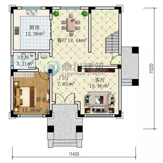 11.42米x11.22米三層小別墅設(shè)計(jì)圖，簡單大氣，建成后的結(jié)果令人十分驚喜！