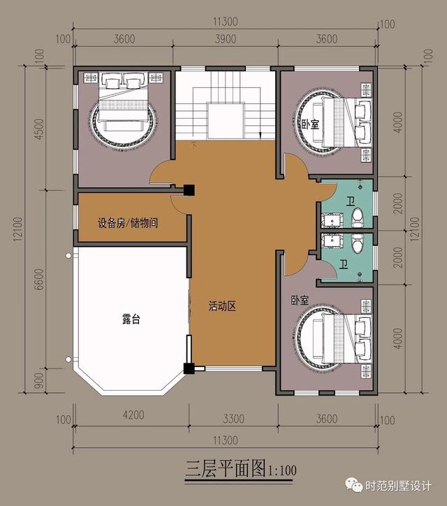 三層高檔別墅設(shè)計(jì)圖，造型宏偉高大，臥室多，享受悠閑精致的鄉(xiāng)村生活
