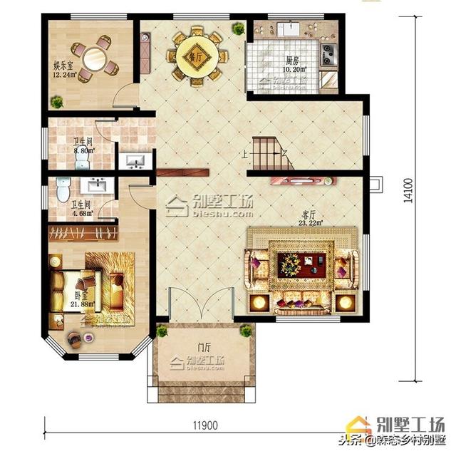 11.9X13.5米二層歐式別墅，外觀漂亮大方，布局實用。