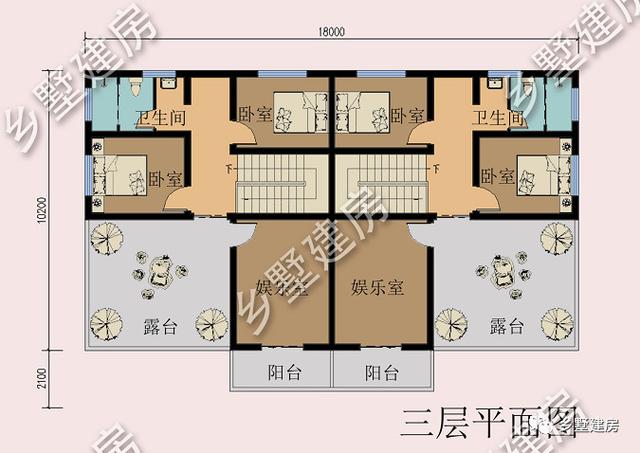 豪華大氣三層雙拼別墅設(shè)計(jì)圖，外觀美經(jīng)濟(jì)適用，最適合農(nóng)村的兄弟姐妹一起居住。