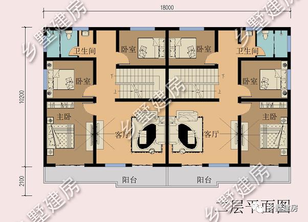 豪華大氣三層雙拼別墅設(shè)計(jì)圖，外觀美經(jīng)濟(jì)適用，最適合農(nóng)村的兄弟姐妹一起居住。