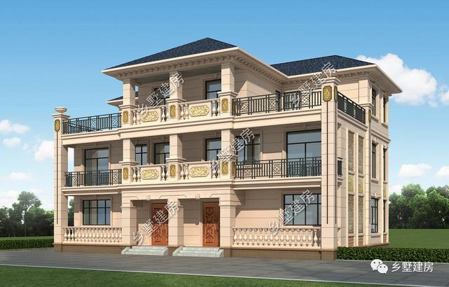 豪華大氣三層雙拼別墅設(shè)計(jì)圖，外觀美經(jīng)濟(jì)適用，最適合農(nóng)村的兄弟姐妹一起居住。