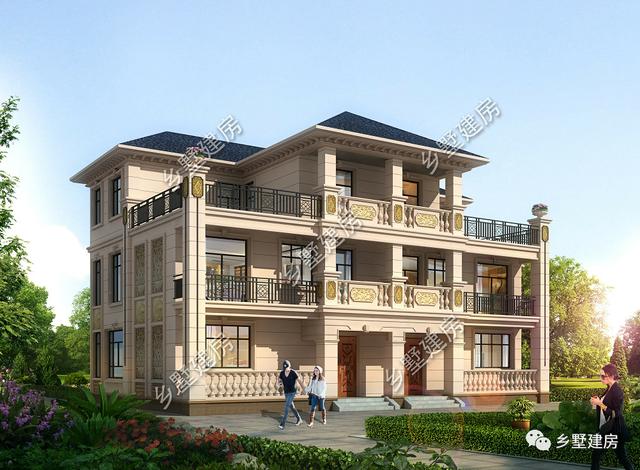 豪華大氣三層雙拼別墅設(shè)計(jì)圖，外觀美經(jīng)濟(jì)適用，最適合農(nóng)村的兄弟姐妹一起居住。