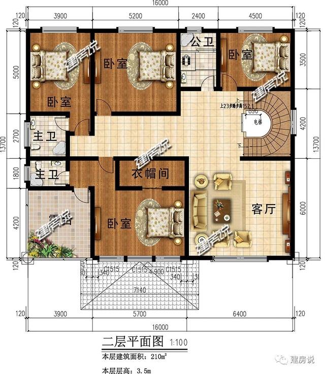 三層經(jīng)典歐式別墅設(shè)計圖，戶型方正，特別是室內(nèi)布局，我給100分都不嫌多