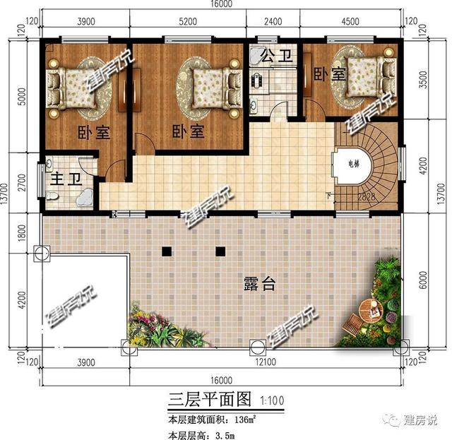 三層經(jīng)典歐式別墅設(shè)計圖，戶型方正，特別是室內(nèi)布局，我給100分都不嫌多