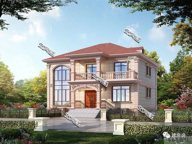 帶地下車庫(kù)的二層歐式別墅設(shè)計(jì)圖，外觀簡(jiǎn)約大氣，四方八穩(wěn)，好戶型，不容錯(cuò)過