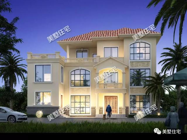 10間臥室的三層別墅設計圖，挑高客廳體面大方，可宿可出租