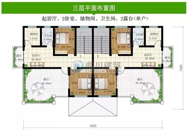 共堂屋雙拼歐式三層自建別墅設(shè)計(jì)圖，村里無(wú)同款，放心建！