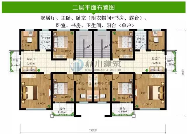 共堂屋雙拼歐式三層自建別墅設(shè)計(jì)圖，村里無(wú)同款，放心建！