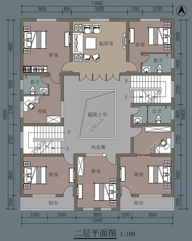 中式合院才是建房首選，13×16米雙庭院戶型設計圖，打造愜意鄉(xiāng)村生活