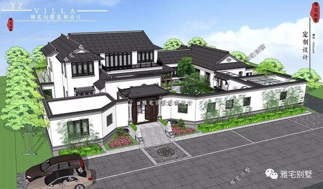 兩層唯美新中式別墅設(shè)計(jì)圖推薦，錯(cuò)落有致，盡顯江南小情調(diào)