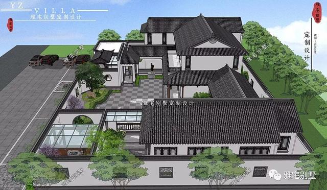 兩層唯美新中式別墅設(shè)計(jì)圖推薦，錯(cuò)落有致，盡顯江南小情調(diào)