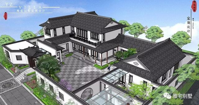 兩層唯美新中式別墅設(shè)計(jì)圖推薦，錯(cuò)落有致，盡顯江南小情調(diào)