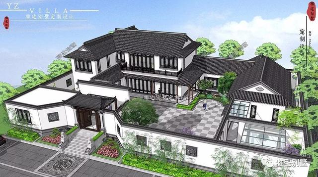 兩層唯美新中式別墅設(shè)計(jì)圖推薦，錯(cuò)落有致，盡顯江南小情調(diào)