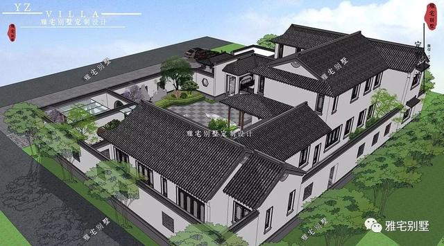 兩層唯美新中式別墅設(shè)計(jì)圖推薦，錯(cuò)落有致，盡顯江南小情調(diào)