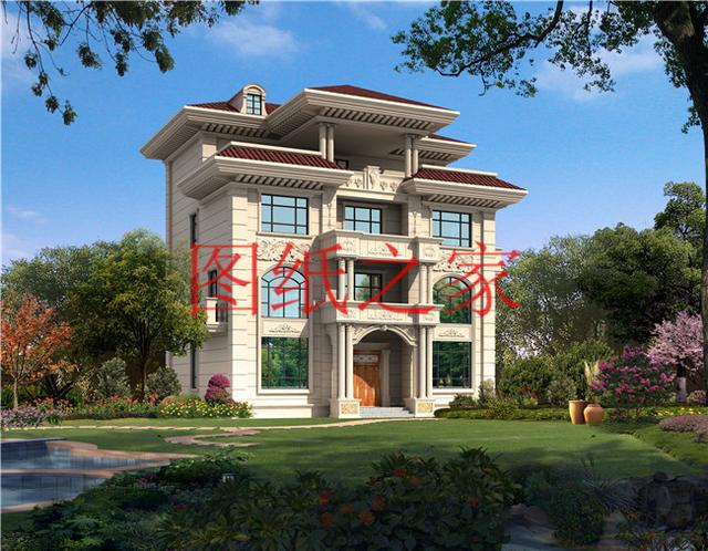 13.8X12.5米的四層別墅設(shè)計(jì)圖，170平大戶型，美觀奢華、氣勢(shì)恢宏！