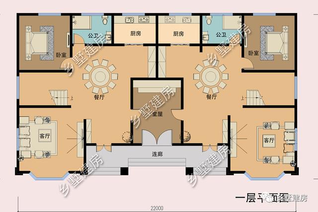 雙拼別墅設(shè)計(jì)圖，家里兄弟姐妹多，實(shí)用大氣還有檔次！