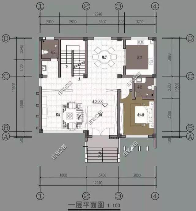 湖北農(nóng)村40萬自建2層框架別墅設(shè)計(jì)圖，包工價(jià)240每平。