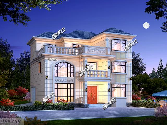 漂亮歐式別墅設(shè)計圖推薦，帶車庫雙廚房，媳婦父母都很滿意的戶型！