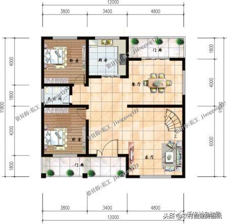 經(jīng)典別墅設(shè)計(jì)圖，復(fù)式躍層旋轉(zhuǎn)樓梯，80后為父母建養(yǎng)老房。