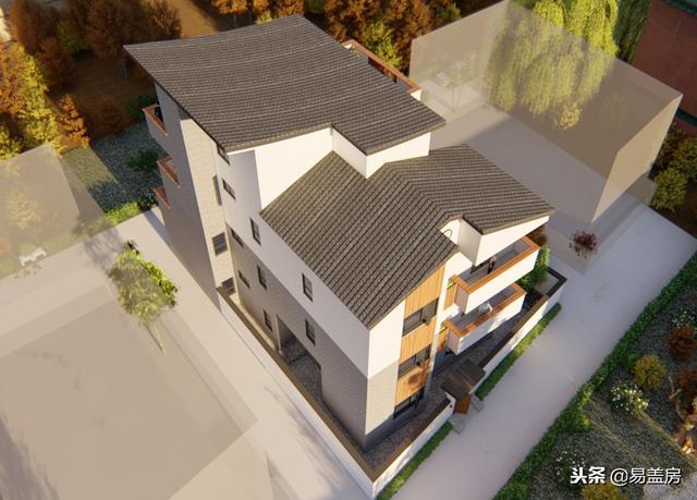 廣東農(nóng)村別墅設(shè)計(jì)圖，中庭車庫(kù)采光都有，這外觀真美