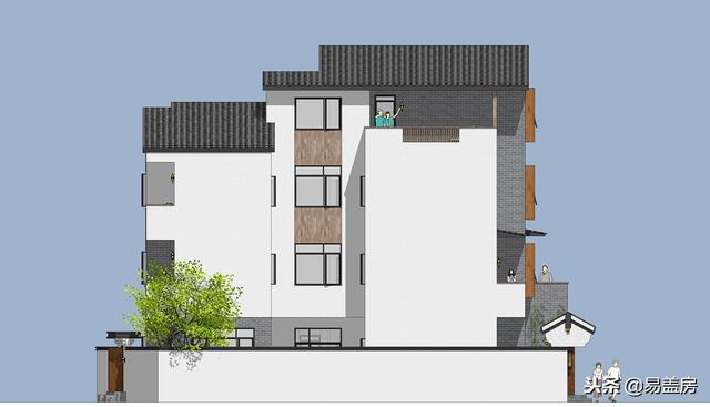 廣東農(nóng)村別墅設(shè)計(jì)圖，中庭車庫(kù)采光都有，這外觀真美