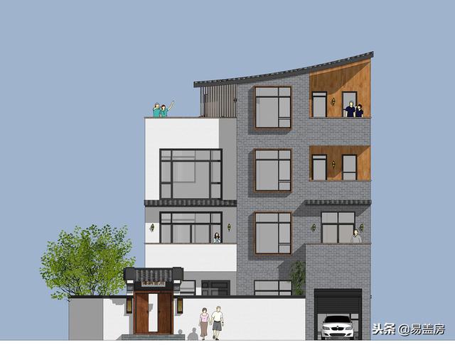 廣東農(nóng)村別墅設(shè)計(jì)圖，中庭車庫(kù)采光都有，這外觀真美