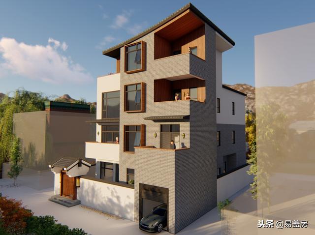 廣東農(nóng)村別墅設(shè)計(jì)圖，中庭車庫(kù)采光都有，這外觀真美