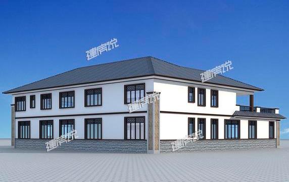 帶車庫的四合院別墅設計圖紙，設計很不錯，外觀很氣派！